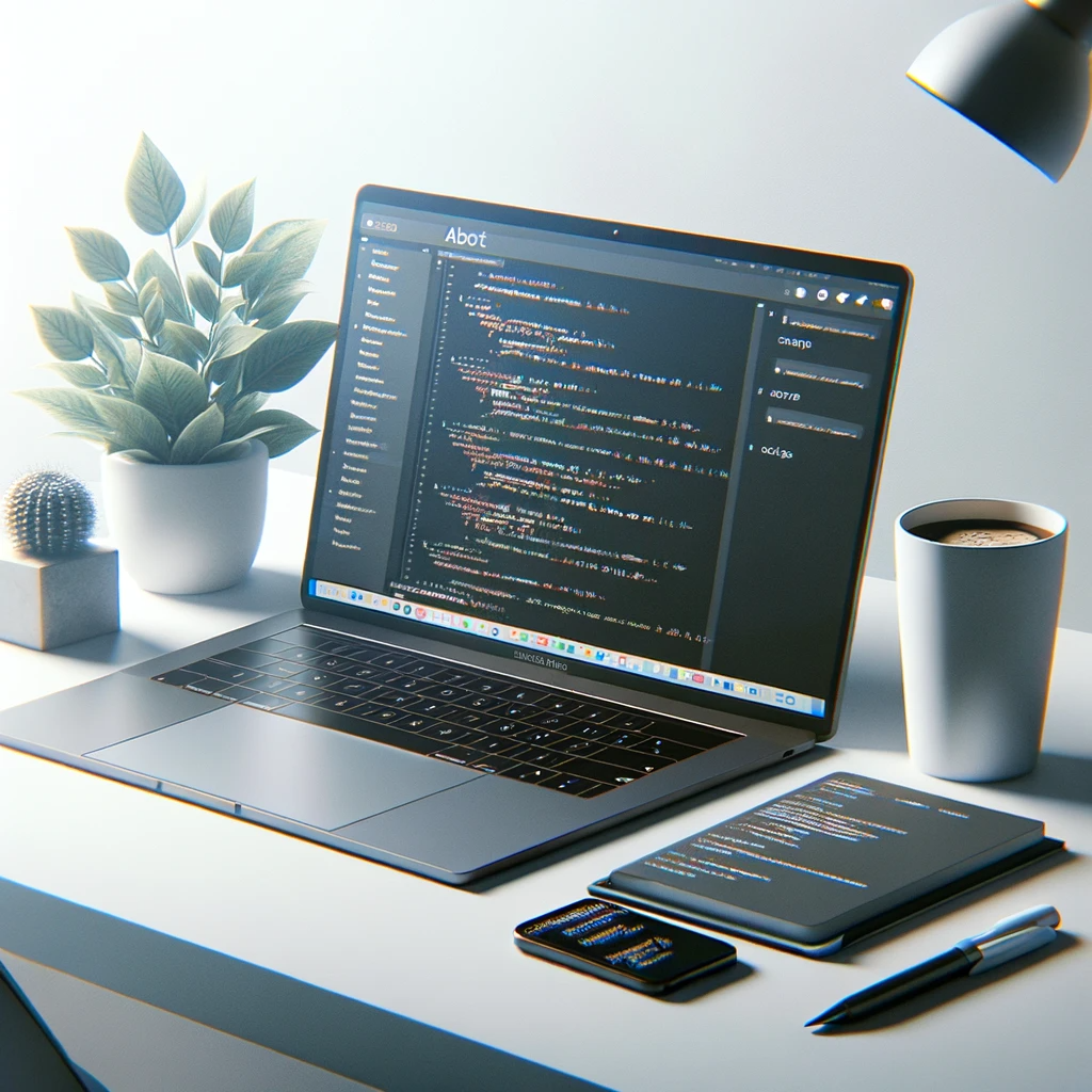 picture of a laptop on desk with plants and notepad and phone and coffee to the side.